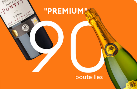 Pack cave premium 90 bouteilles, 11 vins - Champagne, vin rouge, blanc, rosé