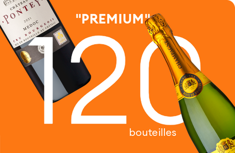 Pack cave premium 120 bouteilles, 12 vins - Champagne, vin rouge, blanc, rosé