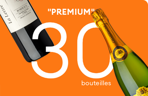 Pack cave premium 30 bouteilles, 5 vins - Champagne, vin rouge, blanc